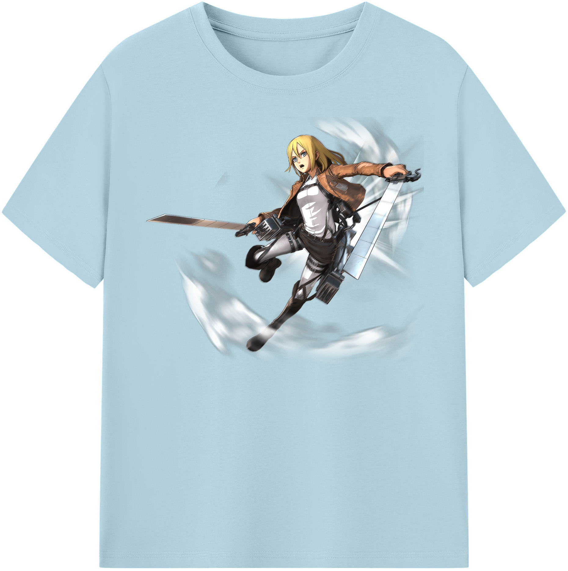 （画像用） 進撃の巨人 クリスタ·レンズ Attack on Titan Christa Lenz 綿100％半袖Tシャツ（フロントプリント）